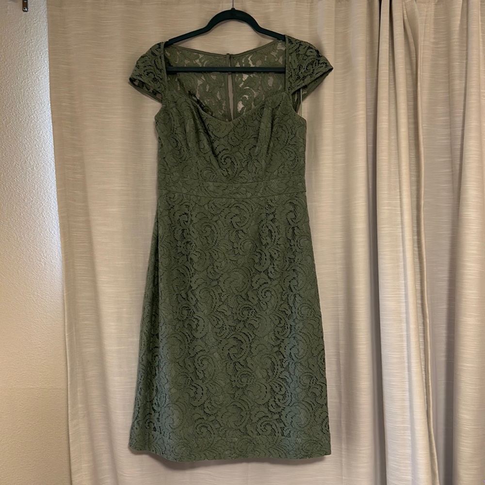 Lace Dress with cap sleeves in “Dusty Shale” by J Crew